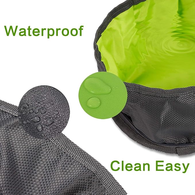 2 Pcs Collapsible Dog Bowls for Travel, Foldable, Portable and Light for Food and Water - (Green+Orange)