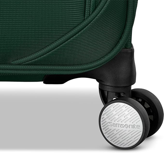 Samsonite 3-PC Soft-Sided 21/25/29” (Carry-On, Medium, Large Checked), Lightweight Expandable Element Luggage Set: 2 Front & Side Pocket, Four Spinner Wheels, Adjustable Handle, Durable- Deep Green