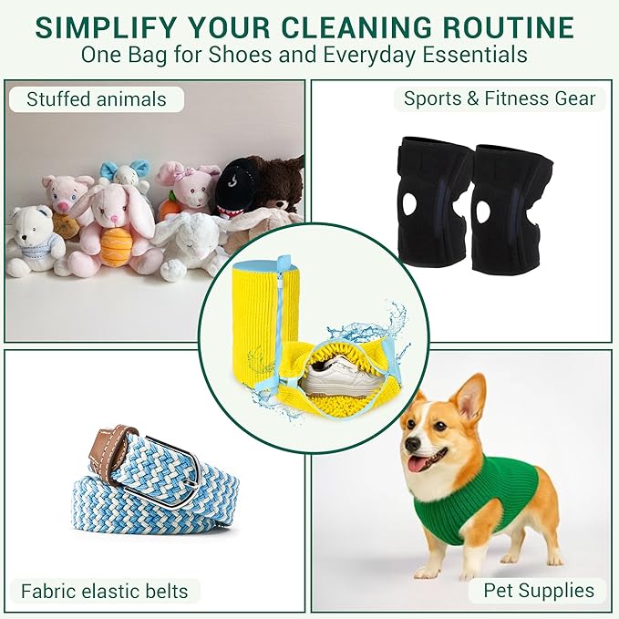 Shoe Washing Machine Bag - Set of 2 Shoe Bags, 360° Deep Clean Shoes Laundry, Reusable Shoe Bag for Washer, Sneaker washing machine bags, Yellow