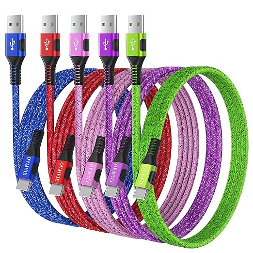 XIAWAO USB to USB C Cable Fast Charging, (5Pack, 3/3/6/6/10FT) C Charger Cord for Samsung Galaxy S25 S24 S23 S22 S21 S20 A17 A16 A15, iPhone 17 16 15