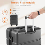 Sweetcrispy Carry on Luggage, Hard Shell ABS Suitcase with Double Spinner Wheels, Lightweight Expandable Rolling Suit Case with TSA Lock, 21 Inch Charcoal Black