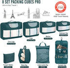 Veken 8 Set Packing Cubes for Travel Essentials, Suitcase Organizer Bags in 4 Sizes, Carry-On Luggage Accessories with Large Laundry & Hanging Toiletry Bag, Must-Have for Airplane, Road Trip & Camping