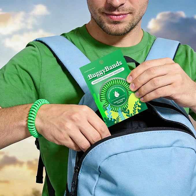 BuggyBands Mosquito Bracelets, 36 Pack Individually Wrapped Wristbands, DEET Free, Natural and Waterproof Bands, Camping Travel Essentials