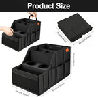 Car Seat Organizer Backseat and Passenger Seat Organizer with 9 Compartments 2 Cup Holders Car Organizer Front Seat Storage for Travel Kids，Black