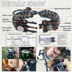 Survival Bracelets, Paracord Bracelets (2 pcs) with Loud Whistle Light Flint, Adjustable Compass Bracelet for Outdoor Camping Hiking Fishing Hunting, Multitools Tactical Gear, Bearable 300 lb