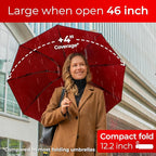 TUMELLA Inverted Windproof Umbrella, Large, Strong, Light, Portable, Automatic Reverse Folding Rain Umbrella, Durable Premium Grip, Fits Car & Backpack