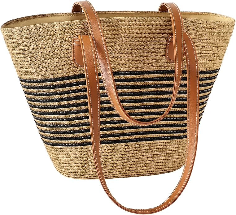 Beach Bags for Women, Summer Straw Beach Bag Straw Purse Shoulder Handbags Large Beach Tote for Summer Vacation
