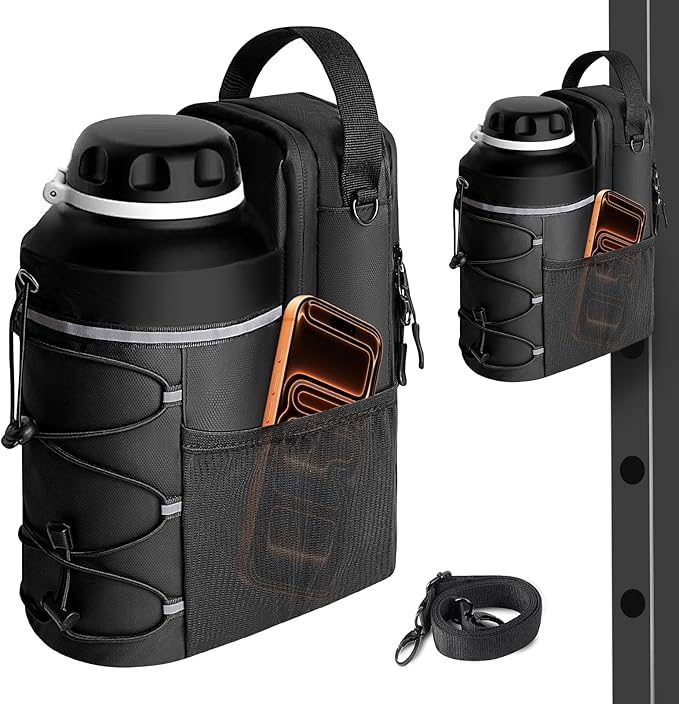Magnetic Gym Bag for Men and Women, Sling Bottle with Magnetic Attachment, Water Bottle Holder, Gym Pouch, Crossbody Bag for Travel, Work, Sports, Fitness
