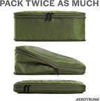 Aerotrunk Compression Packing Cubes for Travel - Luggage Organizer Bags - Double Zipper Packing Cubes for Suitcases (6-Pack, Olive)