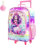 Girls Suitcase, 18" Kids Carry on Luggage With Wheels, Mermaid Suitcases for Toddler Children(Pink)