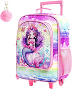 Girls Suitcase, 18" Kids Carry on Luggage With Wheels, Mermaid Suitcases for Toddler Children(Pink)