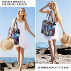 Trifabricy Beach Bags for Women Waterproof Sandproof Women Tote Bag, Large Beach Bag with Zipper for Gym Travel Vocation