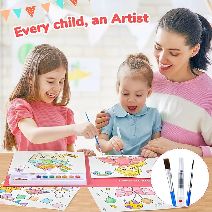 JoyCat Paint with Water Coloring Books for Toddlers, Watercolor Painting Sets for Kids Ages 3-5 4-8, Arts and Crafts Drawing Activities Toy Birthday Gifts for Boys Girls (Party)