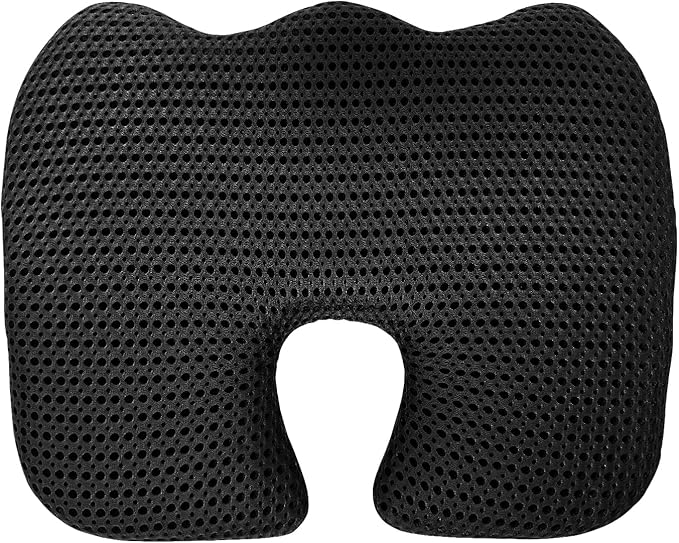 Gooo&Ma Office Chair Cushion - Air Fiber Seat Cushion for Tailbone Pain Relief, Breathable Cooling U-Shape Desk Chair Pad for Car & Gaming, Ergonomic Memory Foam Alternative Washable(Black)