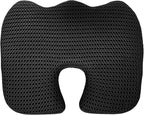Gooo&Ma Office Chair Cushion - Air Fiber Seat Cushion for Tailbone Pain Relief, Breathable Cooling U-Shape Desk Chair Pad for Car & Gaming, Ergonomic Memory Foam Alternative Washable(Black)