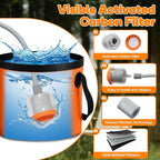 Portable Shower for Camping, Rechargeable Shower Head with LED Light, Filtered Camp Shower Pump, Large Capacity Foldable Bucket, Outdoor Camping Shower for Hiking, RV, Water Plant, Car Wash, Pet Bath