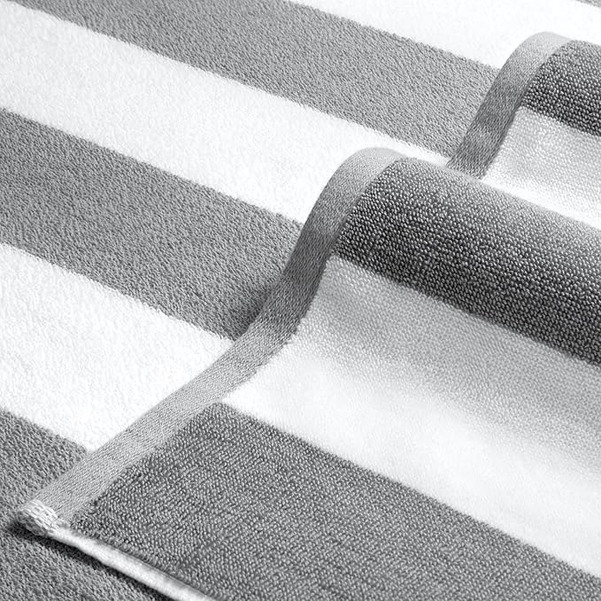Bornbay Large Beach Towel Oversized - 40"X70" Big Mens Beach Towesl, Extra Large Thick Gray Beach Towels, XL Wide Fluffy Swimming Towel Oversize, Giant Stripe Cotton Pool Towel for Adults