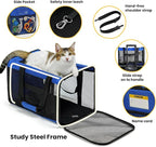 Conlun Cat Carrier Bag,Soft-Sided Pet Carriers for Dogs with 4-Sided Mesh,Airline Approved Cat Transport Carrier for Small&Medium Cats Kitten Puppy Up to 15LB,Collapsible Cat Travel Carrier-M,Blue