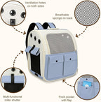 Airline Approved Cat Carrier Backpack - Ventilated Breathable Mesh for Small Dogs & Cats (15lbs), Soft Sided Dog Backpack for Hiking, Camping, Travel & Vet Visits with Padded Straps (Blue)