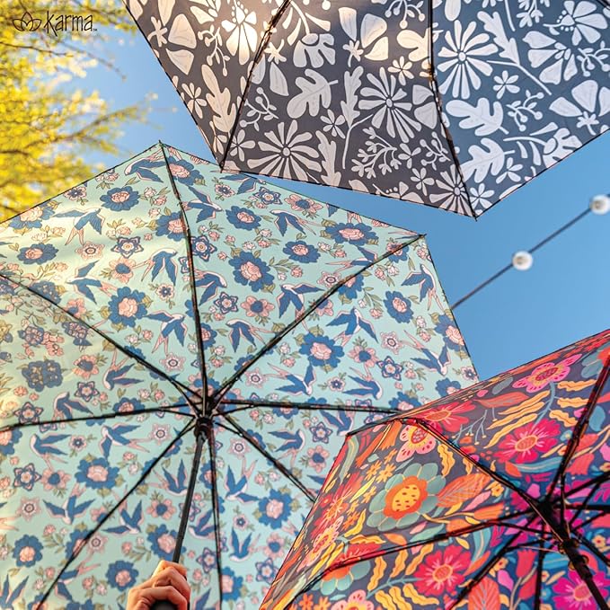 Karma, Travel Umbrella Compact Folding Umbrellas Lighweight Auto Open Close for Women Parasol, Houndstooth