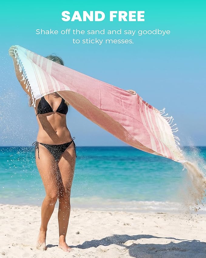Antfuny 6 Packs Turkish Beach Towels Oversized Swim Set Bulk Quick Dry Bath Pool XL Big Blanket Adult Travel Essentials Cruise Accessories Sand Free Extra Large Must Have Clearance Vacation Stuff