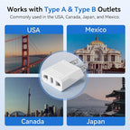Unidapt 10-Pack EU Europe to US Plug Adapter, Type A Outlet, European to American, Canada, Mexico Wall Plug Adapters, White