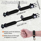 Survival Bracelets, Paracord Bracelets (2 pcs) with Loud Whistle Light Flint, Adjustable Compass Bracelet for Outdoor Camping Hiking Fishing Hunting, Multitools Tactical Gear, Bearable 300 lb