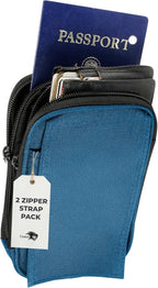 StrapPack Two Zipper Clip-On Pouch - Travel Wallet, Backpack Pouch, Passport Holder