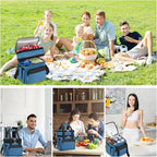 holuxer Insulated Lunch Bag & Lunch Box for Men - Double Deck Reusable Lunch Bag for Women Tote Cooler Bag Leakproof Soft Expandable - Large Lunchbox for Work/Adult/Picnic/Outdoor (Blue，15L)