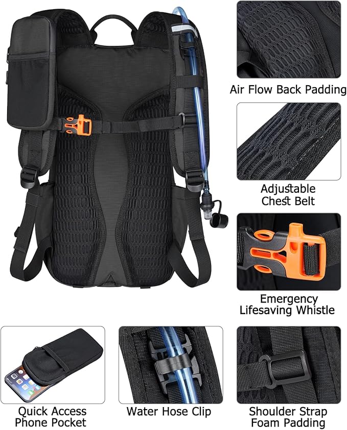 NOOLA Hydration Backpack with 3L Water Bladder, 22L / 25L Water Backpack for Hiking Cycling Biking, Lightweight Hiking Pack