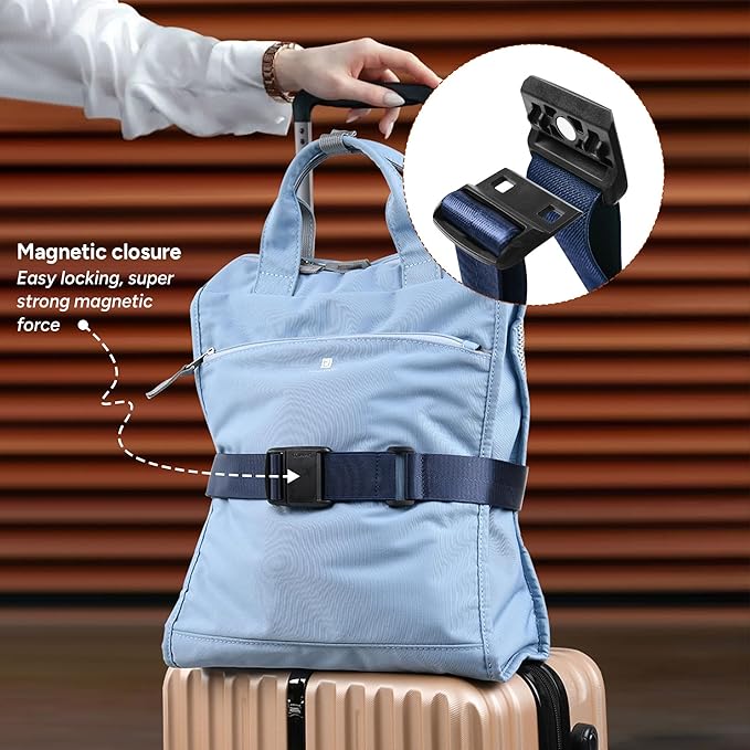 Travel Inspira Magnetic Quick-Release Travel Belt for Luggage Strap - Hands-Free, Lightens Load, Secures Multiple Bags, Adjustable & Lightweight for Effortless Travel
