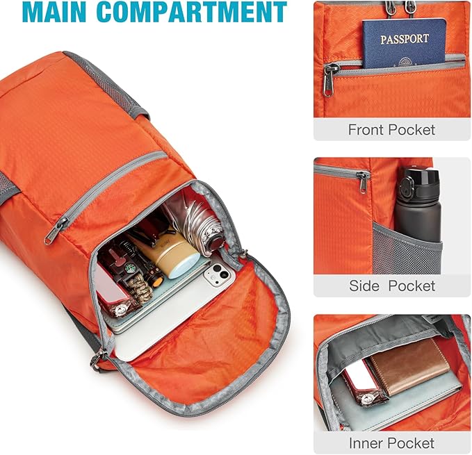 G4Free Lightweight Packable Hiking Backpack for Men Women Small Hiking Daypacks Foldable Shoulder Pack Casual Outdoor Bag 11L
