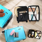TRAVELARIM Teal Hardshell Luggage Sets 4 Piece, Durable Suitcase Set, Travel Luggage Set with Integrated TSA Lock, 360° Spinner Wheels, Expandable Medium and Large Checked Suitcase, 20/24/28 Inch