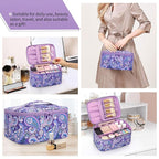 OCHEAL Makeup Bag - Portable Large Capacity Travel Cosmetic Case for Women with Handle and Divider Toiletry Organizer for Girls on the Go -Purple