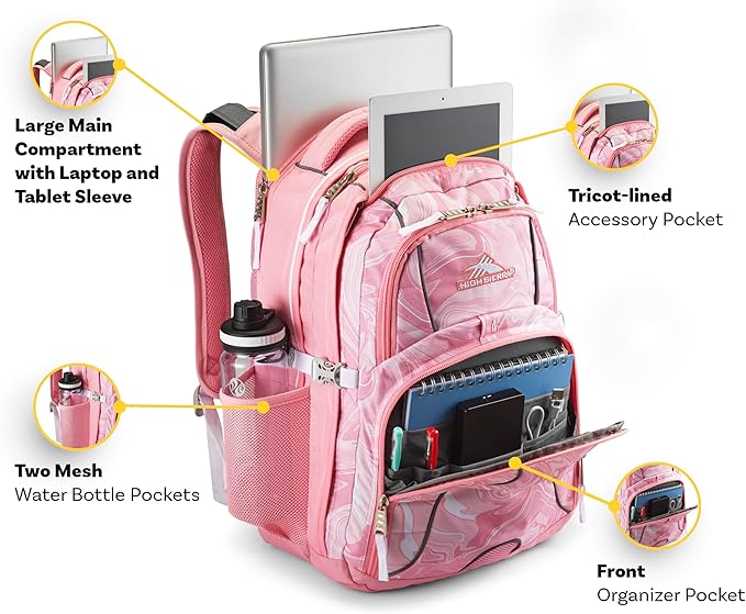 High Sierra Swerve Daypack, Pink Marble - Bubblegum Pink, One Size