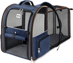 Extra Large Cat Backpack Carrier Expandable Pet Carrier Backpack for Small Dogs Medium Cats Fit Up to 18 Lbs, Dog Backpack Carrier, Foldable Puppy Backpack Carrier for Travel, Hiking,Blue