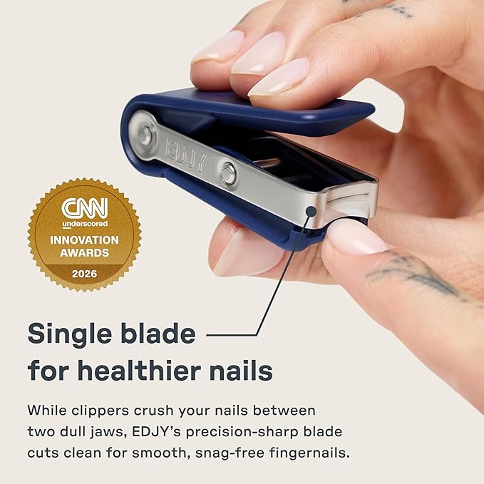 EDJY Fingernail Cutter - Precision Stainless Steel Nail Cutter for Fingernails | Sharp Blade, Ergonomic Design, Durable & Rust-Resistant | Ideal for Men and Women | Navy | 2-Pack