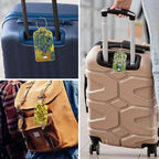 Rimilak 3 Pcs PU Leather Luggage Tags for Suitcase, Travel Cruise Luggage Tag with Privacy Flap, Name ID Label and Metal Loop for Women Men Baggage Handbag School Bag Backpack, Flower Vase