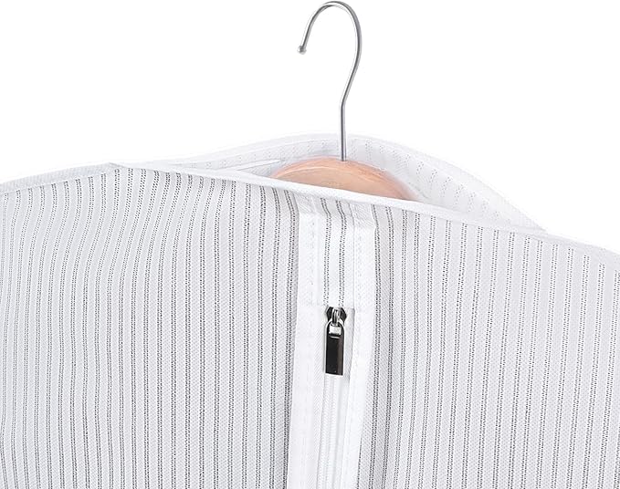 Univivi 60 Inch Lightweight Garment Bag for Hanging Clothes, Full Zipper Dress Bags for Gowns Dress Cover with Clear Window and ID Card Holder for Suits, Long Dress, Coats, 10 Pack, White