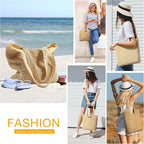 Trifabricy Beach Bags for Women, Large Beach Bag, Woven Straw Tote Bags Waterproof, Weaving Swim Shopping Travel Bag