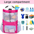Swim Bag for Kids Mesh Beach Backpack for Girls Lightweight Drawstring Beach Bag Swimming Pool Sports Gym String Bag (Purple)
