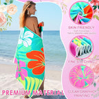 FuWeave 6 Pcs 72 x 36 Microfiber Oversized Beach Towels Large Absorbent Thin Compact Lightweight Sand Free Quick Dry Towels Pack for Travel Pool Yoga Gym Sports Beach Accessories(Flower)