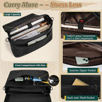 RAINSMORE Vintage Flap Messenger Bag for Men PU Leather Laptop Bag 15.6 Inch Mens Briefcase Waterproof Satchel Computer Bag