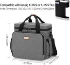 CURMIO Coffee Maker Travel Bag Compatible with Keurig K-Mini or K-Mini Plus, Single Serve Coffee Brewer Carrying Case with Multiple Pockets for K-Cup Pods, Travel Mugs, Gray (Bag Only, Patent Design)