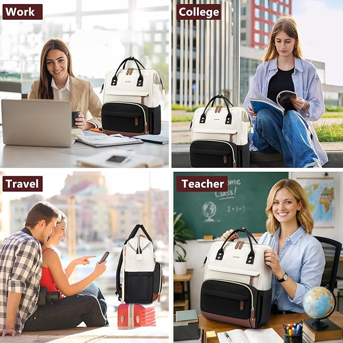 Focdod Laptop Backpack for Women Work: Travel Backpack for Teacher Nurse 15.6 inch Laptop Bag Large Capacity BackPack Purse College Bookbag Computer Back pack Casual Daypack for Business