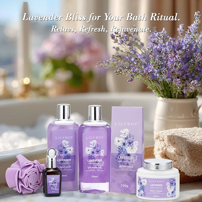 Mothers Day Gifts for Women - Lavender Bath and Body Gift Set for Women, Spa Gift Basket | Mothers Day Gifts for Mom, Birthday, Self Care, Valentines Day, Christmas Gift, All Occasion