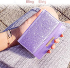 Passport Holder Cover,Traveling Passport Case Glitter Cute Passport Wallet for Women Purple