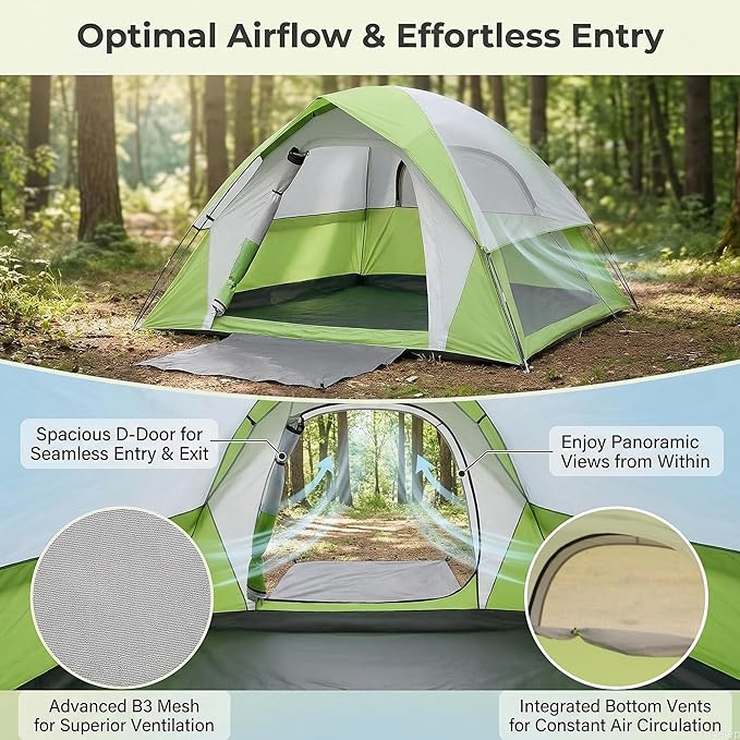 XL 1/2/3/4 Person Dome Camping Tent,Tents for Camping,Tents for Camping Waterproof,Double Layer Waterproof, Removable Rain Fly, for Outdoor Hiking, Fishing