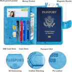 Herain Passport Holder for Travel Essentials, 2 Pcs Passport Cover Wallet Case Travel Gifts Women Men Family, RFID Passports Book Card Holders Travels Cruise Accessories Must Haves