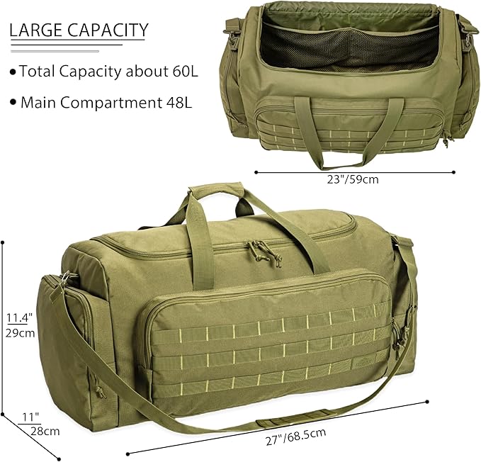 APRILBAY Super Quality 60L Large Duffel Travel Bag Luggage Foldable Bag Cargo Sport Gear Equipment Skiing Hardware Bag Heavy Duty& Durable(Dark Green)